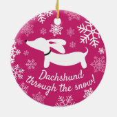 Dackel durch den Schnee Weihnachtsbaum Keramik Ornament (Hinten)