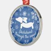 Dackel durch den Schnee Weihnachtsbaum Ornament Aus Metall (Links)