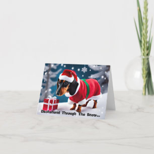 Dackel durch den Schnee... Weihnachtskarte Feiertagskarte