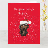 Dackel durch den Schnee ... Weihnachtskarte Karte (Gelbe Blume)