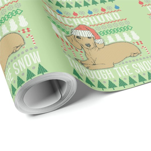 Dackel durch den schneebedeckten Weihnachtssüßer Geschenkpapier (Rolleneckpunkt)
