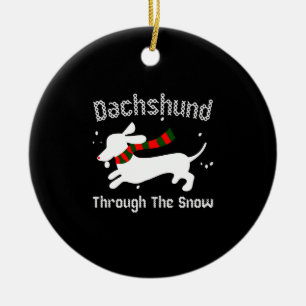 Dackel durch den schneebedeckten Weihnachtssüßer Keramik Ornament