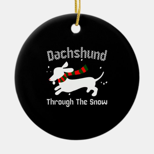 Dackel durch den schneebedeckten Weihnachtssüßer Keramik Ornament (Vorne)