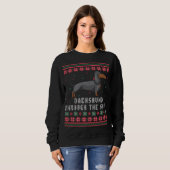 Dackel durch den schneebedeckten Weihnachtssüßer Sweatshirt (Vorne ganz)