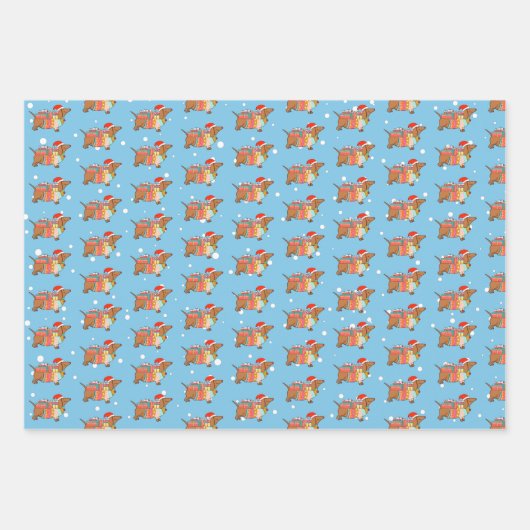 Dackel durch den Schneehund Geschenkpapier Set (Vorderseite 2)