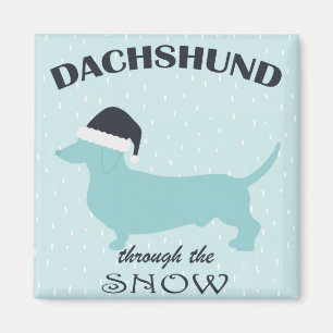 Dackel durch den Schneehund Weihnachten Magnet