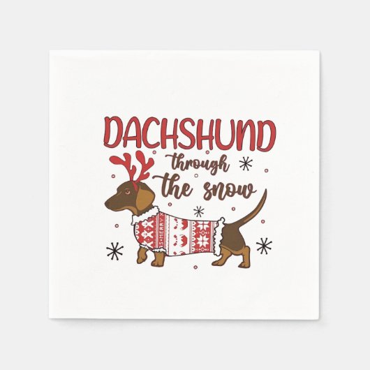 Dackel durch den schneeweihnachtlichen Hund lange Serviette (Vorderseite)
