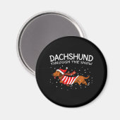 Dackel durch den schneewitzigen Hund Weihnachten Magnet (Vorderseite/Rückseite)