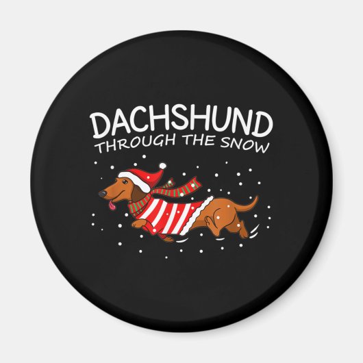 Dackel durch den schneewitzigen Hund Weihnachten Magnet (Vorne)