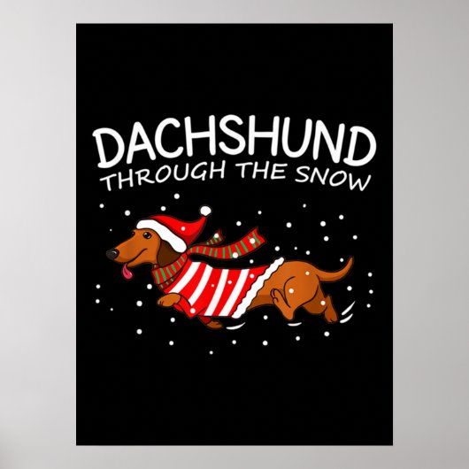 Dackel durch den schneewitzigen Hund Weihnachten Poster (Vorne)