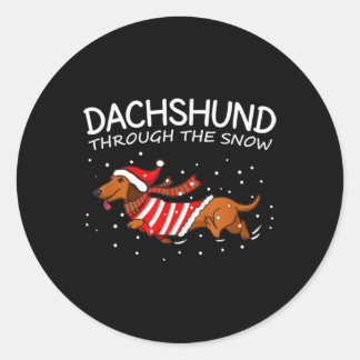 Dackel durch den schneewitzigen Hund Weihnachten Runder Aufkleber