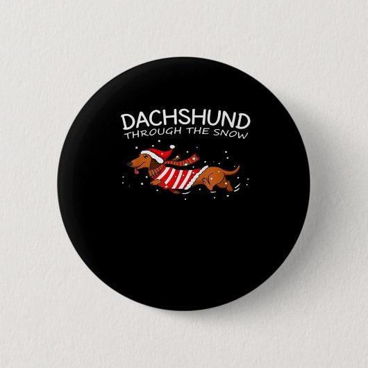 Dackel durch den schneewitzigen Hundeweihnachtskla Button (Vorderseite)