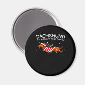 Dackel durch den schneewitzigen Hundeweihnachtskla Magnet (Vorderseite/Rückseite)