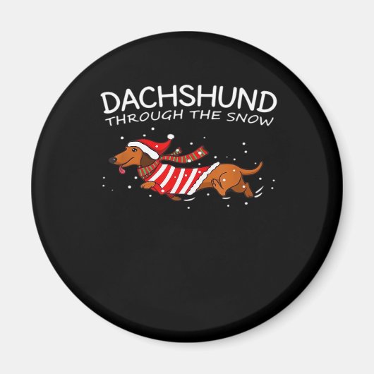 Dackel durch den schneewitzigen Hundeweihnachtskla Magnet (Vorne)