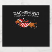 Dackel durch den schneewitzigen Hundeweihnachtskla Schaumweinetikett (Einzelnes Label)