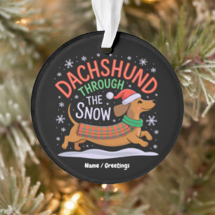 Dackel durch den schneewitzigen Weihnachtshund Ornament