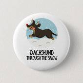 Dackel durch den sonnigen Weihnachtsabend Button (Vorderseite)