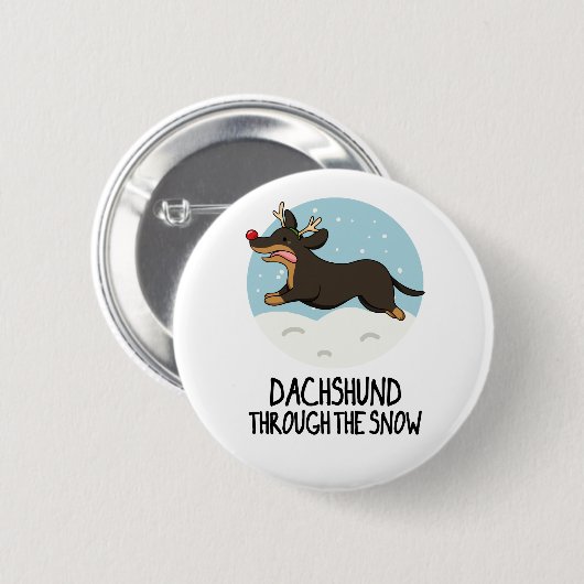 Dackel durch den sonnigen Weihnachtsabend Button (Vorne & Hinten)