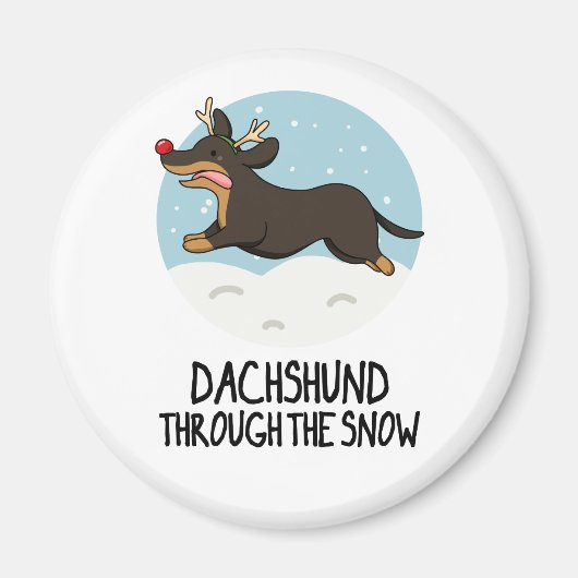 Dackel durch den sonnigen Weihnachtsabend Magnet (Vorne)