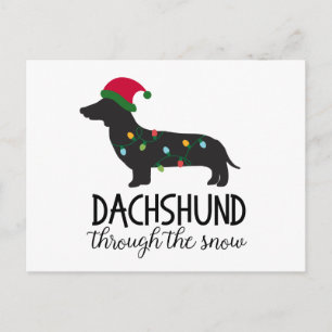 Dackel durch die Schneekarte, Weihnachten