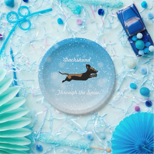 Dackel durch die Schneeplatte Party Pappteller (Party)