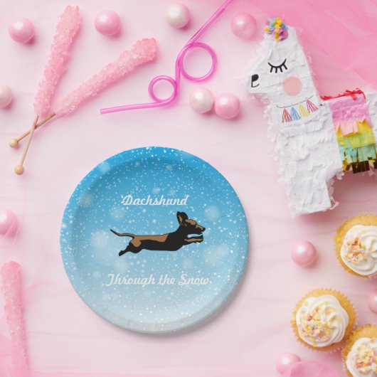 Dackel durch die Schneeplatte Party Pappteller (Party)