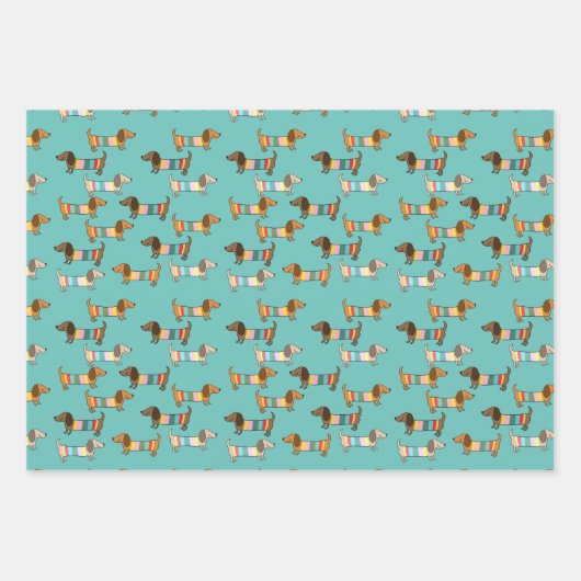 Dackel durch die Schneeschuhschenke Geschenkpapier Set (Vorderseite)