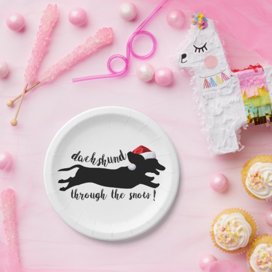 Dackel durch die Weihnachtsfeiertage Pappteller (Party)
