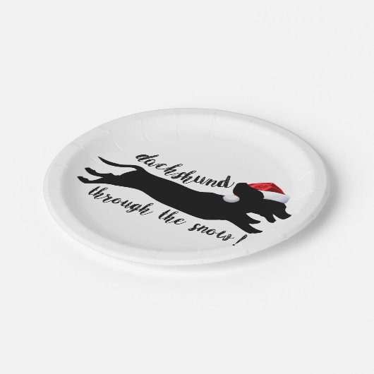 Dackel durch die Weihnachtsfeiertage Pappteller (Schrägansicht)