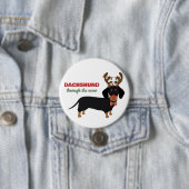 Dackel durch Schnee Niedliche Dackel Rentierhund Button (Beispiel)