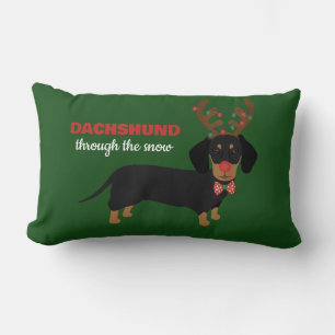 Dackel durch Schnee Niedliche Dackel Rentierhund Lendenkissen