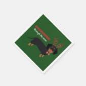 Dackel durch Schnee Niedliche Dackel Rentierhund Serviette (Ecke)