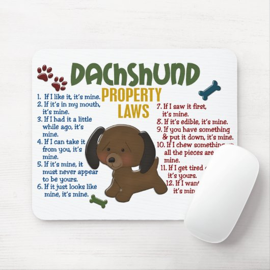 Dackel-Eigentums-Gesetze 4 Mousepad (Mit Mouse)