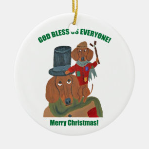 Dackel "ein Weihnachten Carol" kleiner Tim Keramik Ornament