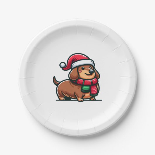 Dackel Elegance Weihnachtsvorfreude Klassisch Pappteller (Vorderseite)