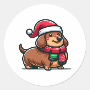 Dackel Elegance Weihnachtsvorfreude Klassisch Runder Aufkleber