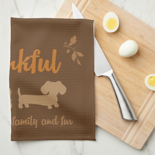 Dackel-Erntedank-Geschirrtuch Geschirrtuch (Viertel Falte)