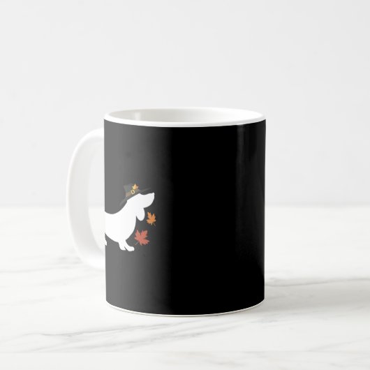 Dackel Erntedank Pilgrim Fall Kaffeetasse (Vorderseite Links)