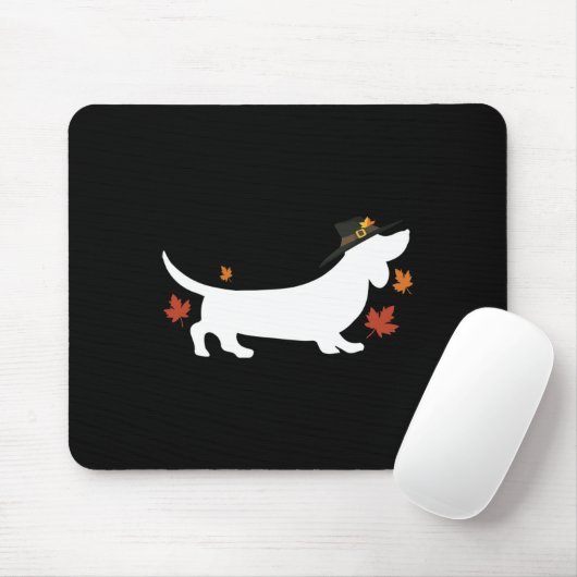 Dackel Erntedank Pilgrim Fall Mousepad (Mit Mouse)
