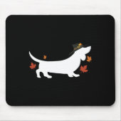Dackel Erntedank Pilgrim Fall Mousepad (Vorne)