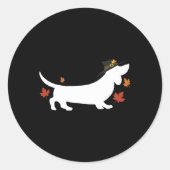 Dackel Erntedank Pilgrim Fall Runder Aufkleber (Vorderseite)