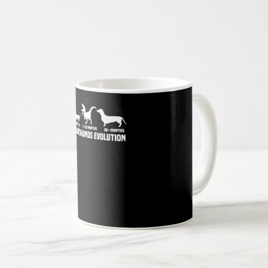 Dackel Evolutionen Kaffeetasse (VorderseiteRechts)