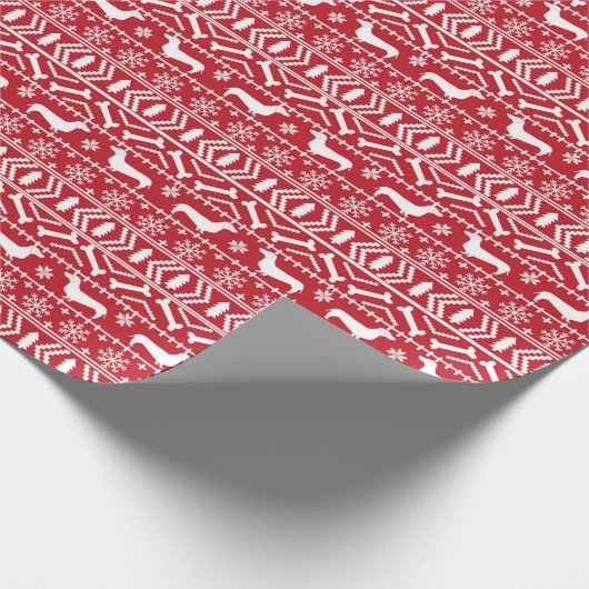 Dackel Fair Isle Weihnachtsgeschenk Wraps Geschenkpapier (Ecke)