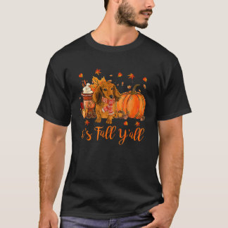 Dackel Fall Scarf Hunde Herbst Blätter Pumpkin Sp T-Shirt