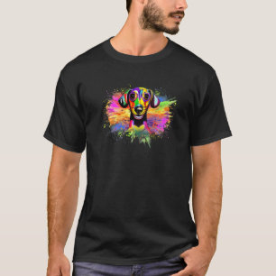 Dackel Farbiger Pop Niedlich lächelnd Weiner Dog D T-Shirt