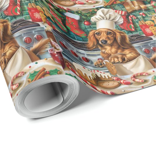 Dackel Feiertag Backen: Feierliche Weihnachten Geschenkpapier (Rolleneckpunkt)