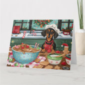 Dackel Feiertag Backen: Feierliche Weihnachten Karte (Vorderseite)