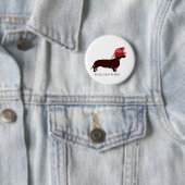 Dackel-Feuerwehrmann "bleibe niedrig " Button (Beispiel)