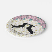 Dackel Floral Hearts Verlobung Paper Teller (Schrägansicht)