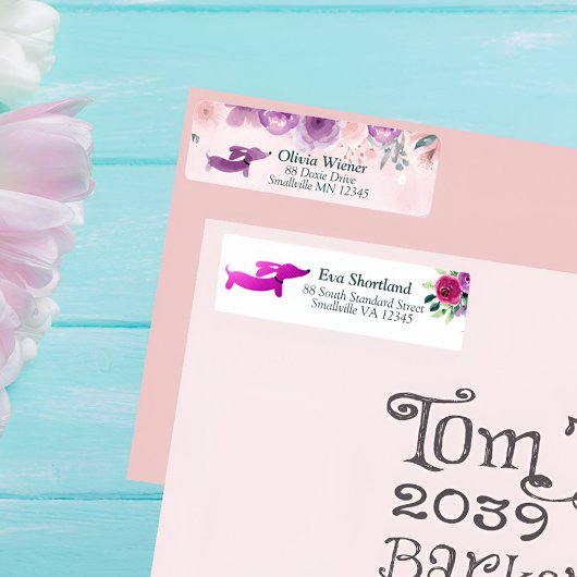 Dackel Floral Rücksendeadresse Lila